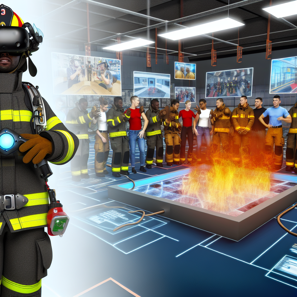 A conceptual image representing the future directions of firefighter training, focusing on technology integration and community support.