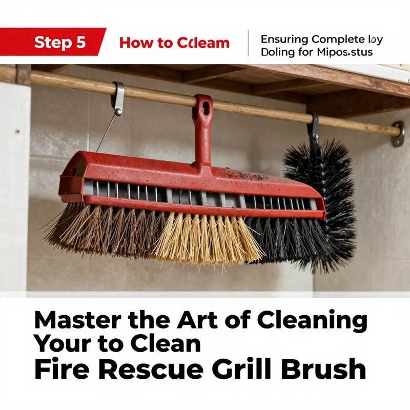 Removing loose debris from a fire rescue grill brush before deep cleaning.