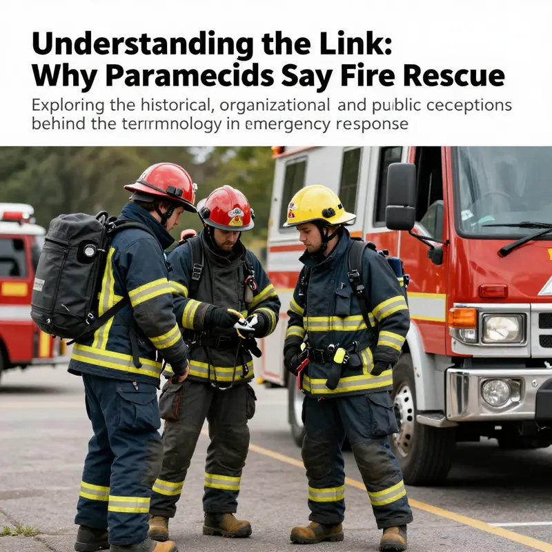 A scene displaying paramedics and firefighters collaborating during an emergency response.