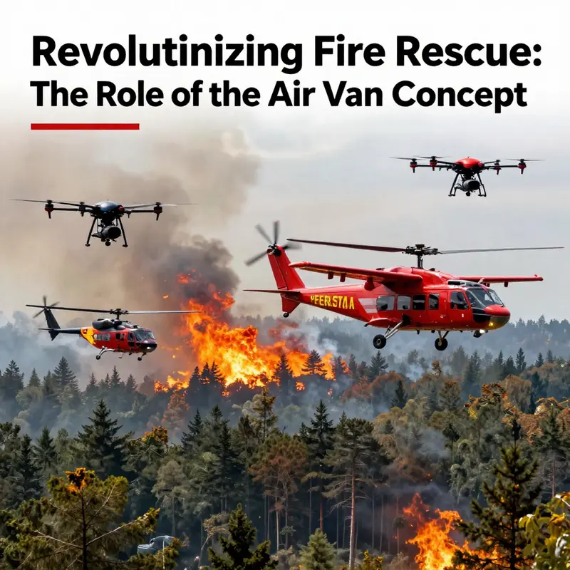 Drones and firefighting planes operating over a wildfire to combat flames and protect the environment