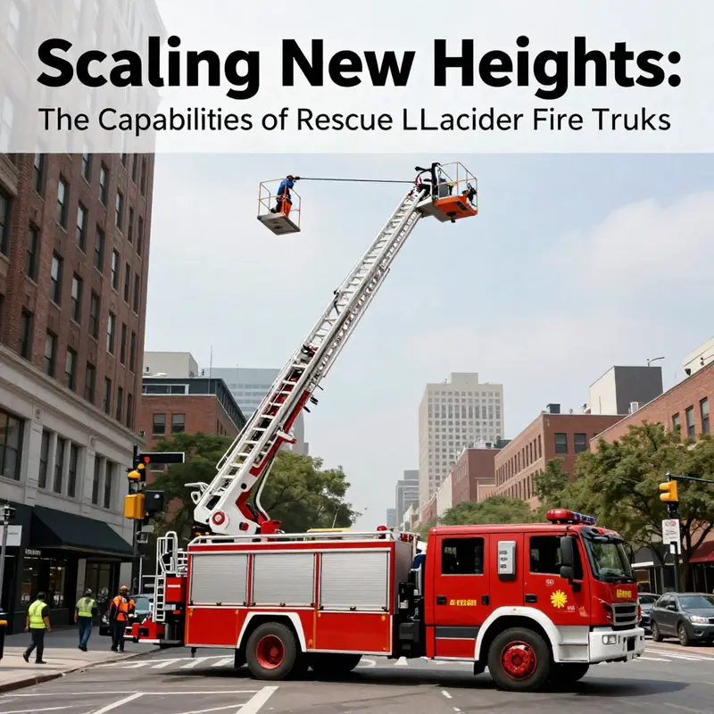 A rescue ladder fire truck performing in a cityscape, illustrating its importance in firefighting.