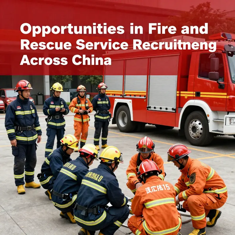 Firefighters actively engaged in training and rescue operations, showcasing the call for new recruits.