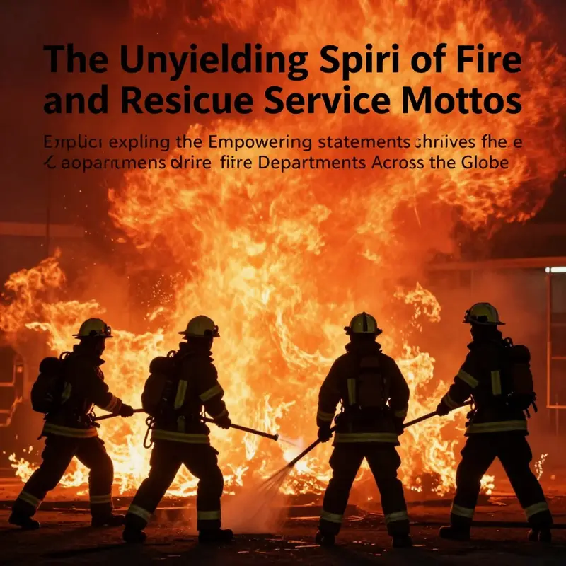 Dynamic scene of firefighters battling a fire, representing the essence of courage in fire rescue service mottos.