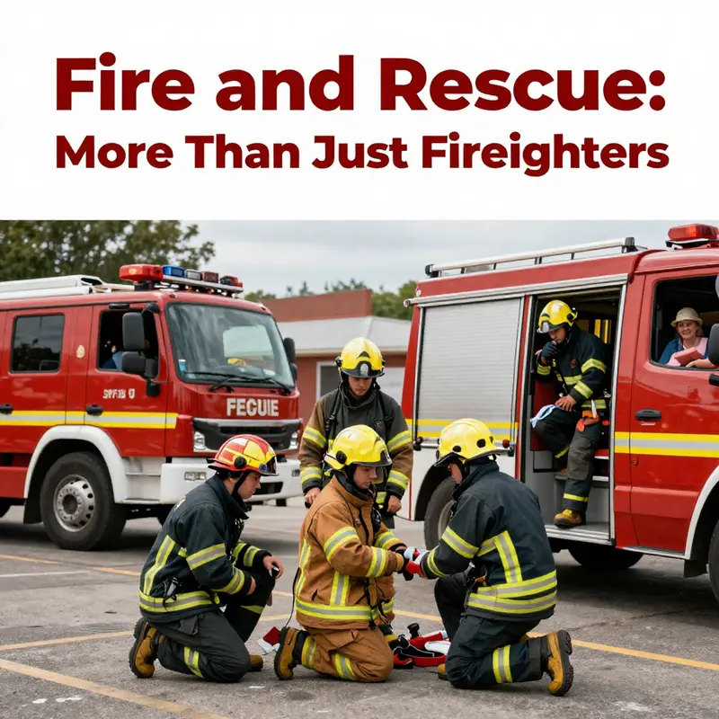 Various fire and rescue operations in action highlighting teamwork and dedication.