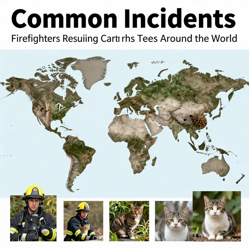 A firefighter carefully rescuing a stranded cat from a tree, showcasing the dedication and skill involved in this unique rescue.