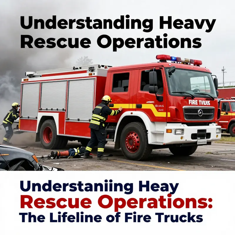 A heavy rescue fire truck deployed to save lives at a complex accident scene.