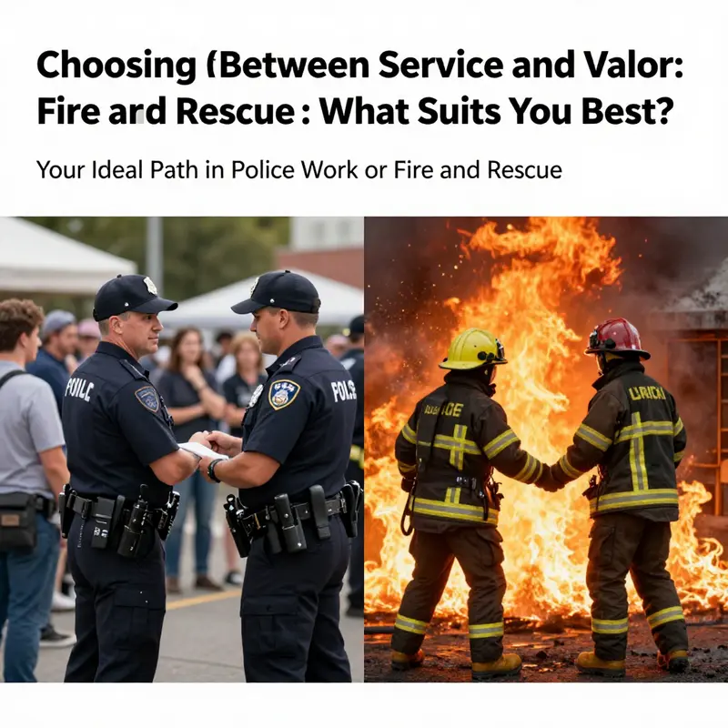 A side-by-side comparison of police work and fire rescue, reflecting the unique aspects of each profession.