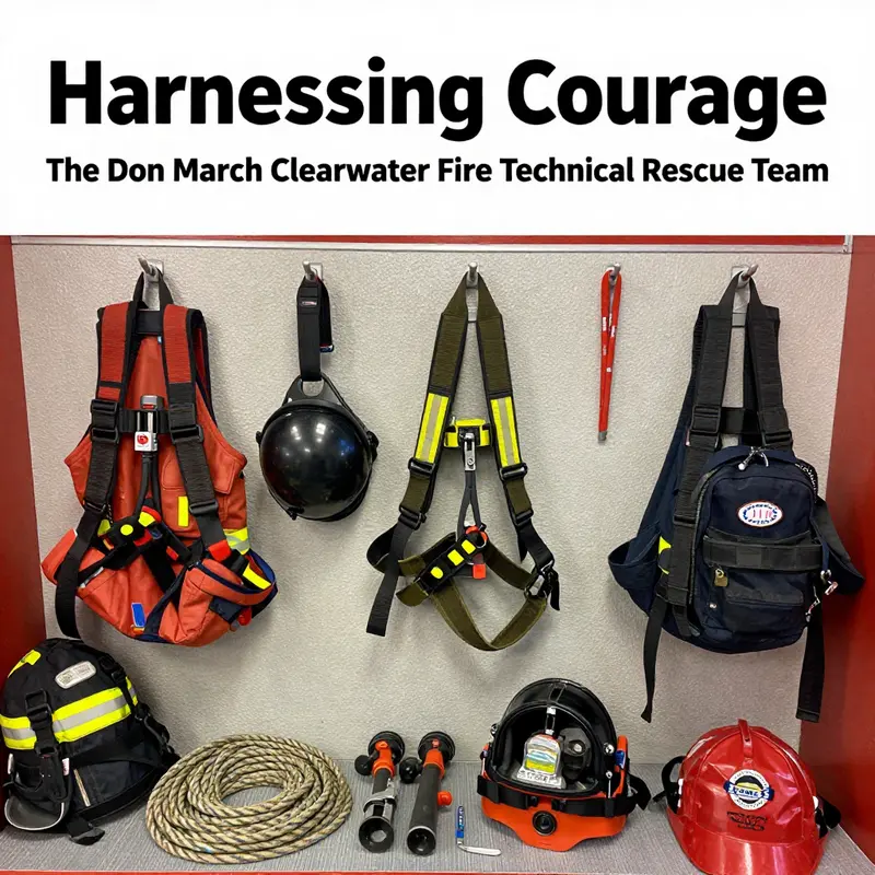 The Clearwater Fire Technical Rescue Team performs a high-angle rescue operation, displaying expertise and teamwork.