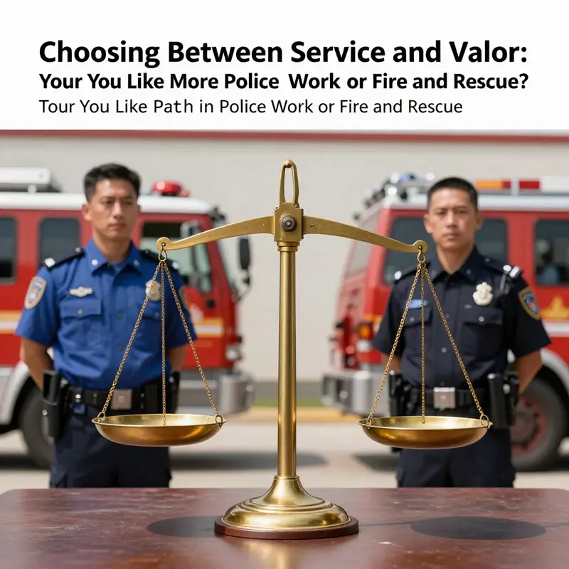 A side-by-side comparison of police work and fire rescue, reflecting the unique aspects of each profession.