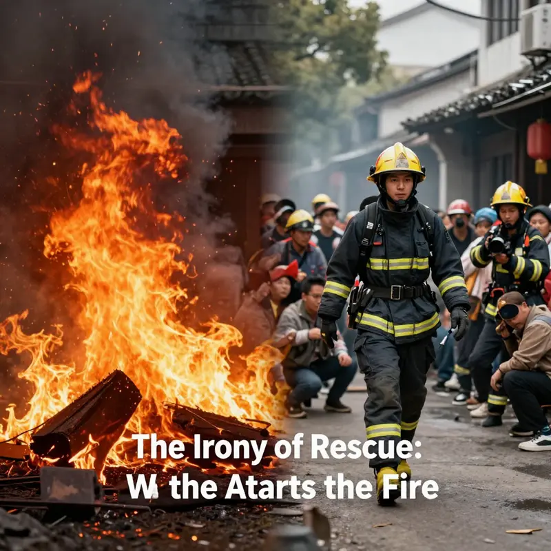 The stark contrast of chaos and heroism illustrates the irony of the Shaoxing fire incident.