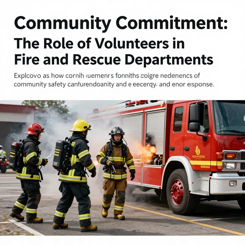 Volunteer firefighters working together to respond to a fire emergency with enthusiasm and professionalism.