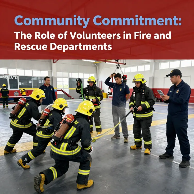 Volunteer firefighters engaging youth in fire safety education at a community event.