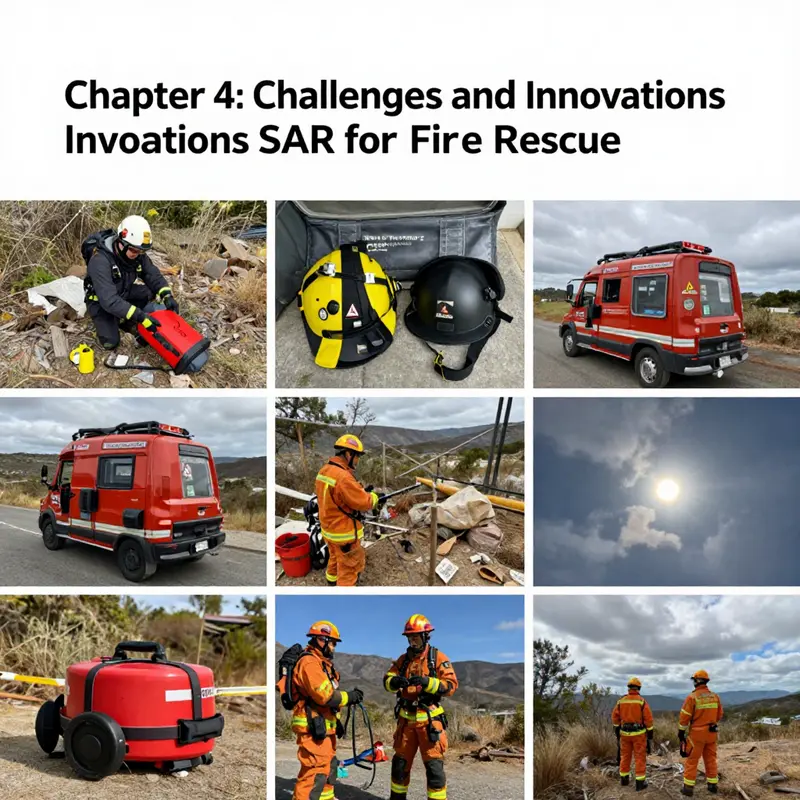 Firefighters collaborating in a SAR operation during a wildfire.