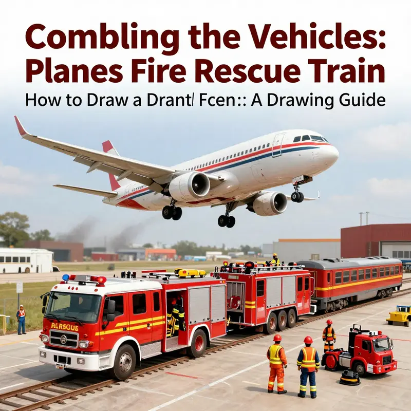 Step-by-step guide illustrating the process of drawing a fire rescue truck.