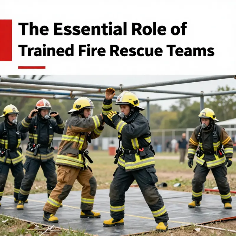 Fire rescue team showcasing their tactical expertise during a technical rescue exercise.