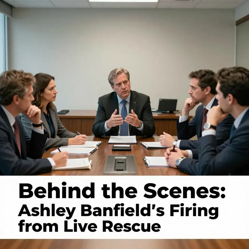 Ashley Banfield in a newsroom, reflecting the tense atmosphere surrounding her firing.