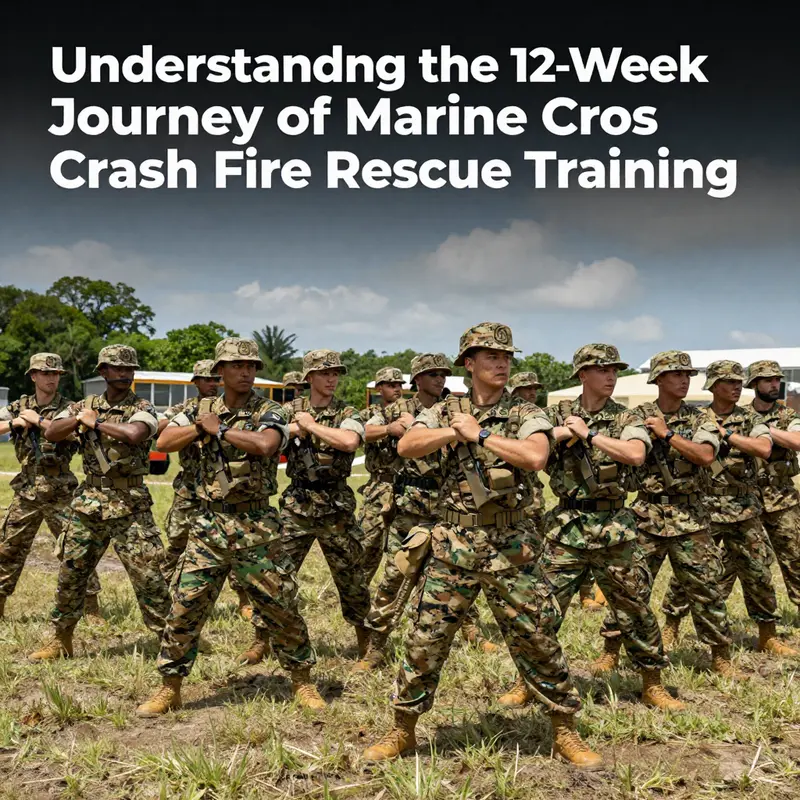 A group of USMC Marines standing together in formation, showcasing their commitment and discipline in Crash Fire Rescue training.