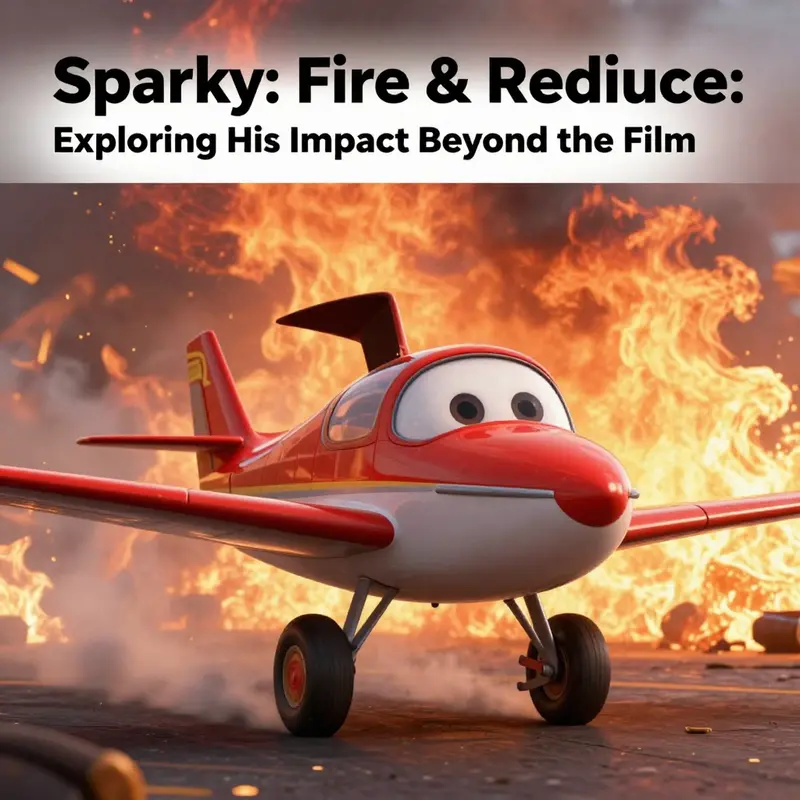 Sparky, the fire truck, battling flames in a thrilling scene from *Planes: Fire & Rescue*.