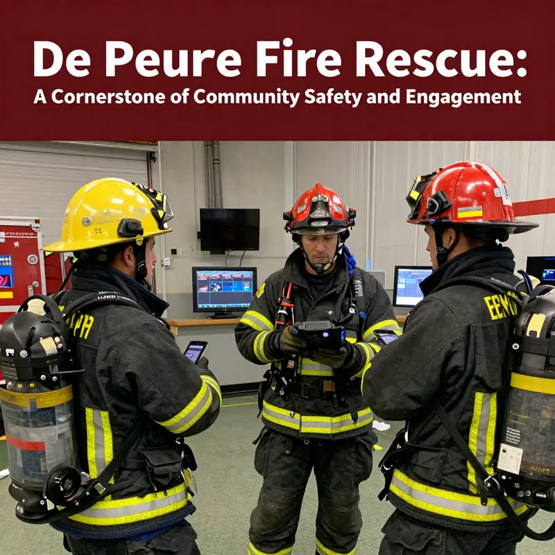 A firefighter from De Pere Fire Rescue showcases the dedication and readiness the department exhibits during emergencies.