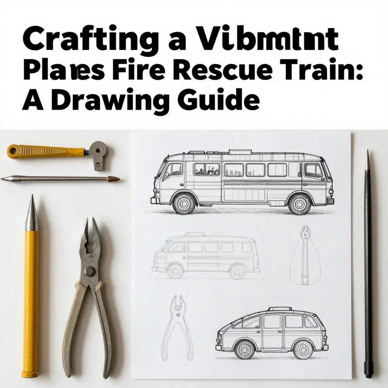 Step-by-step guide illustrating the process of drawing a fire rescue truck.