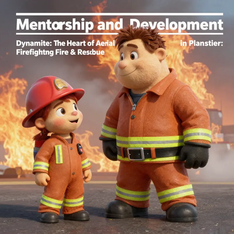 Dynamite leads her crew in a firefighting mission, showcasing her crucial role and leadership.