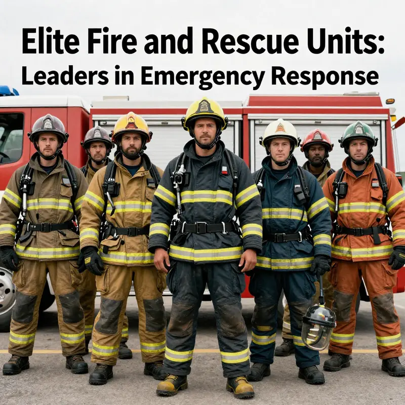 A diverse ensemble of elite firefighters representing strength and commitment in emergency response.