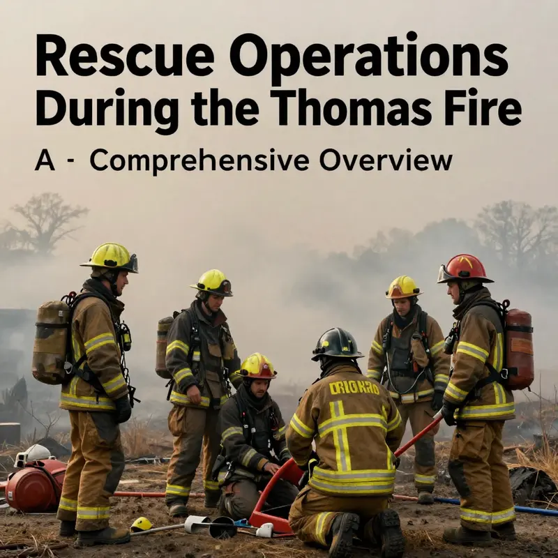 Firefighters work collaboratively to execute rescue operations during the Thomas Fire.