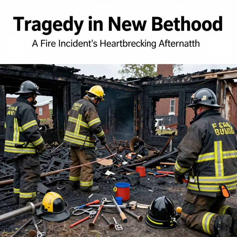 The New Bedford house fire scene, highlighting the urgency and response of emergency services.