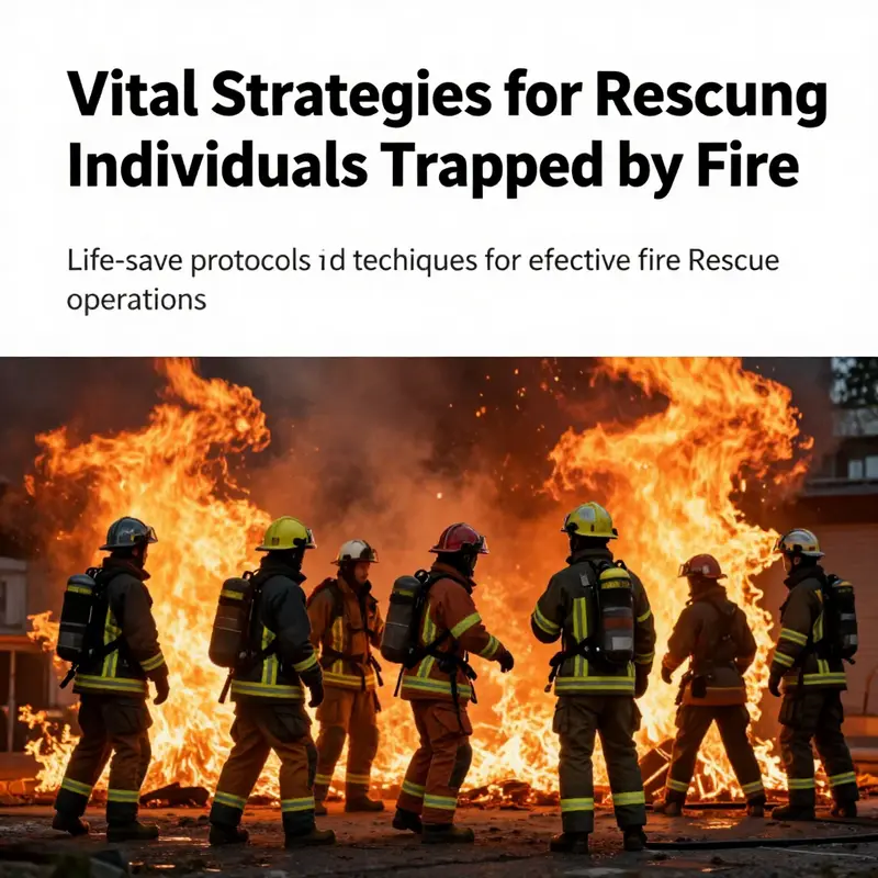 Firefighters conducting a rescue operation amid smoke and flames, ensuring the safety of trapped individuals.