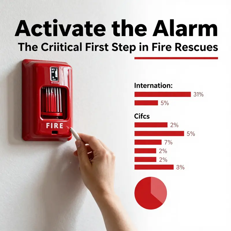 A critical moment: Activating the fire alarm as the first step in a fire emergency rescue.