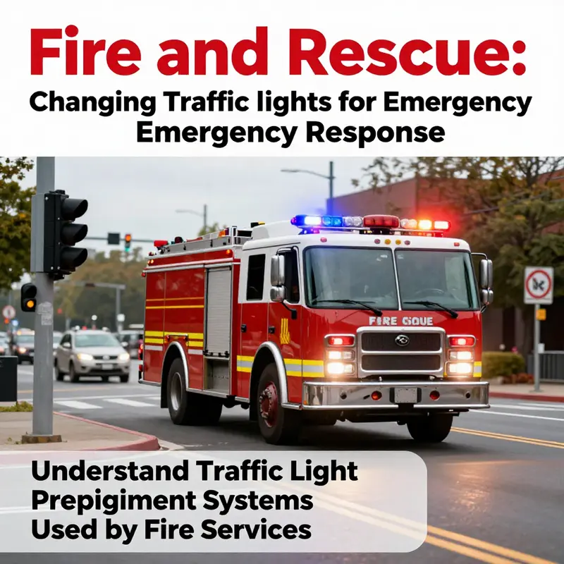 Fire truck navigating through a traffic light using a preemption system to ensure swift emergency response.
