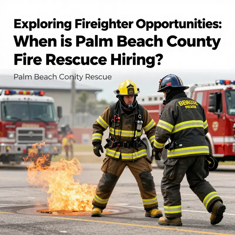 A firefighter actively engaged in rescue operations, embodying the essence of service at Palm Beach County Fire Rescue.