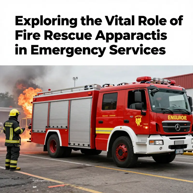 Firefighters and a fire rescue apparatus engaged in action at a fire emergency.