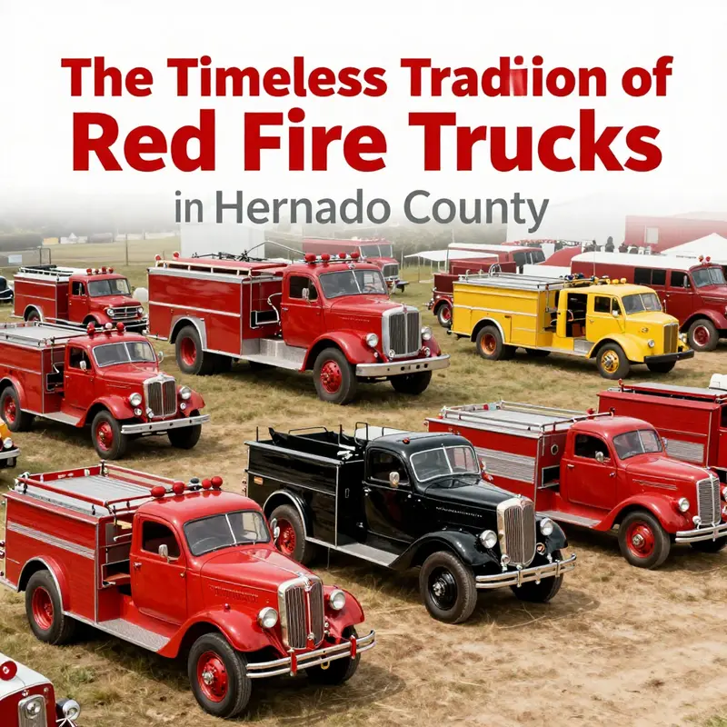 A vibrant red fire truck in Hernando County, exemplifying the traditional color used for fire rescue vehicles.