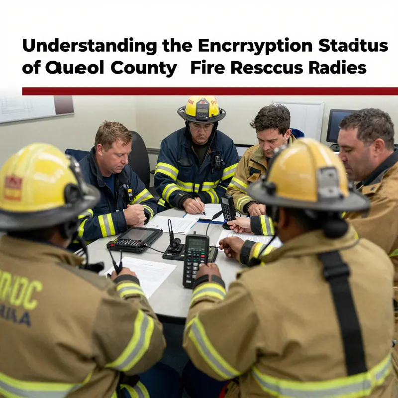 A firefighter communicating via an encrypted radio, symbolizing the importance of secure communication in emergency operations.