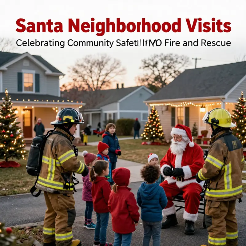 IRMO Fire and Rescue team engaging with families during a festive neighborhood visit.