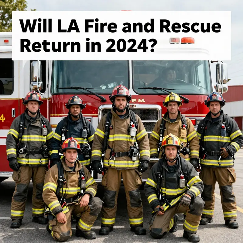A group of firefighters beside their fire truck, representing heroism and teamwork.