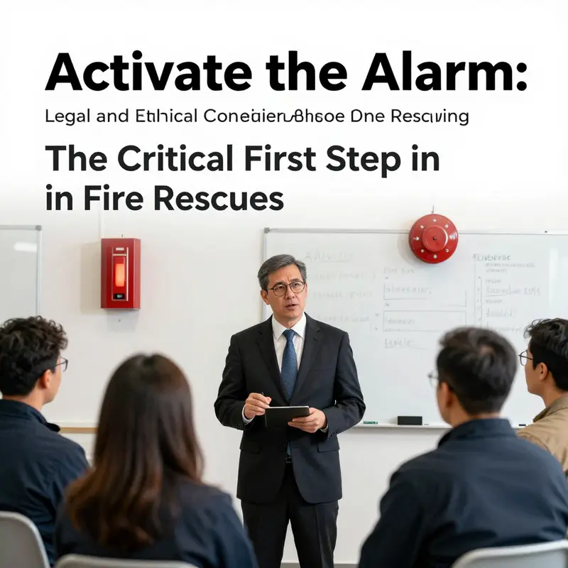 A critical moment: Activating the fire alarm as the first step in a fire emergency rescue.