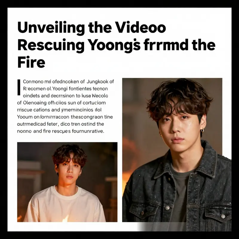 A digital illustration depicting the heroic rescue of Yoongi by Jungkook amidst flames, capturing a pivotal moment filled with intensity and emotion.