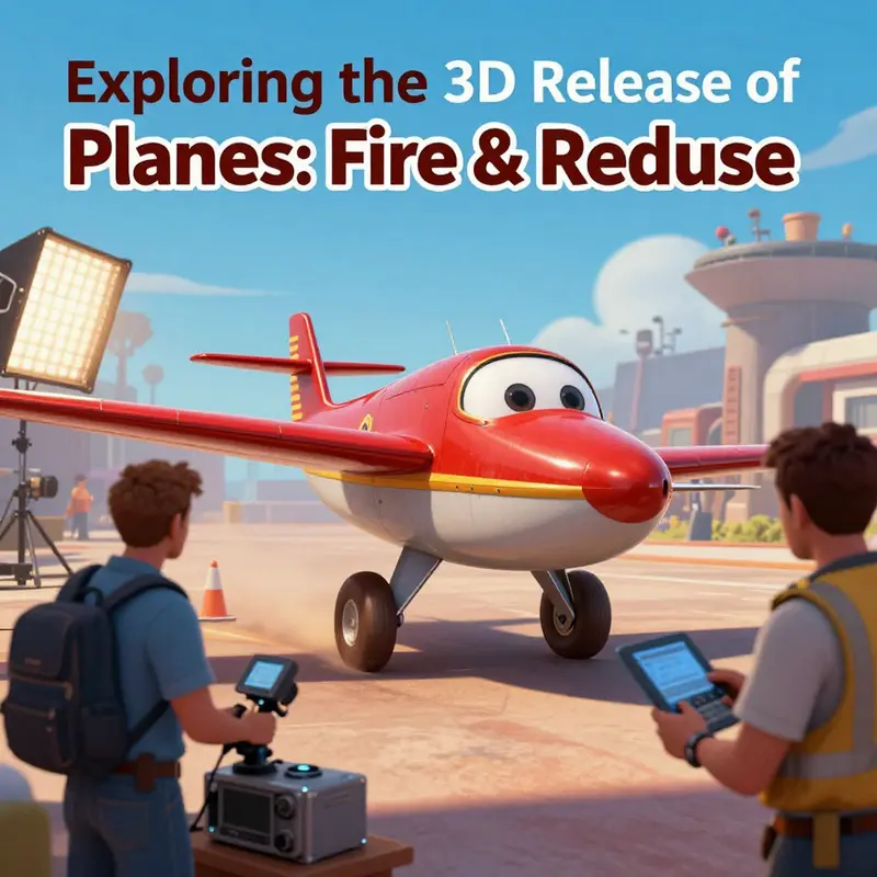 Promotional release poster highlighting the 3D aspect of *Planes: Fire & Rescue*.