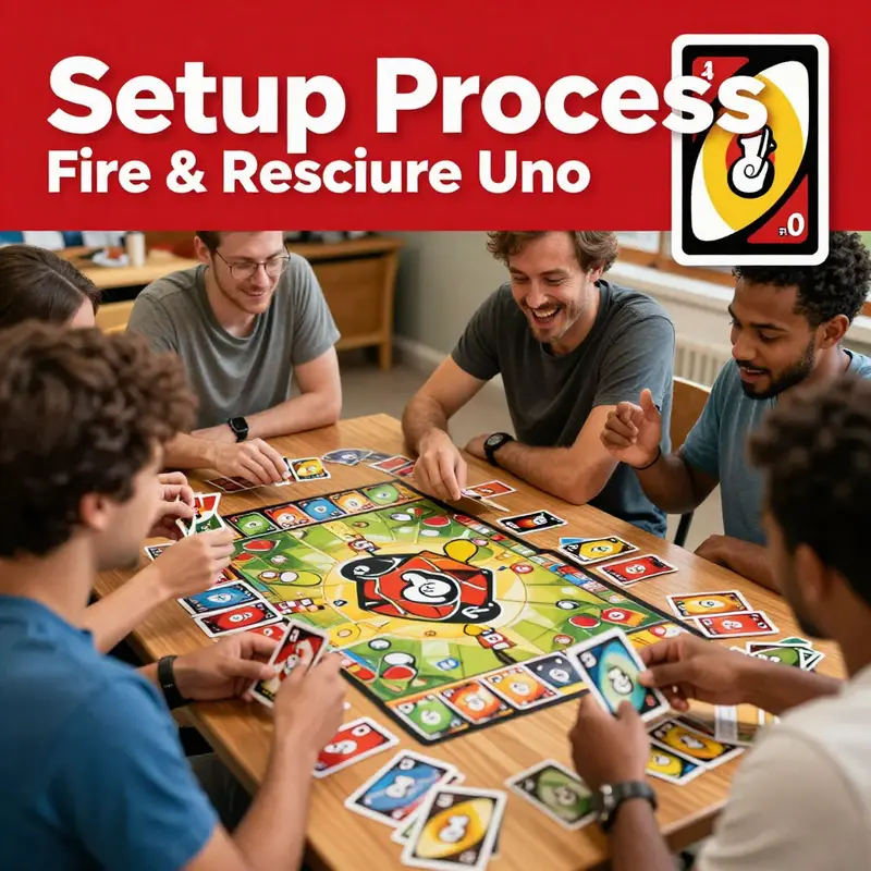 Players engaging in the setup process for Planes: Fire & Rescue Uno, preparing for an exciting game night.