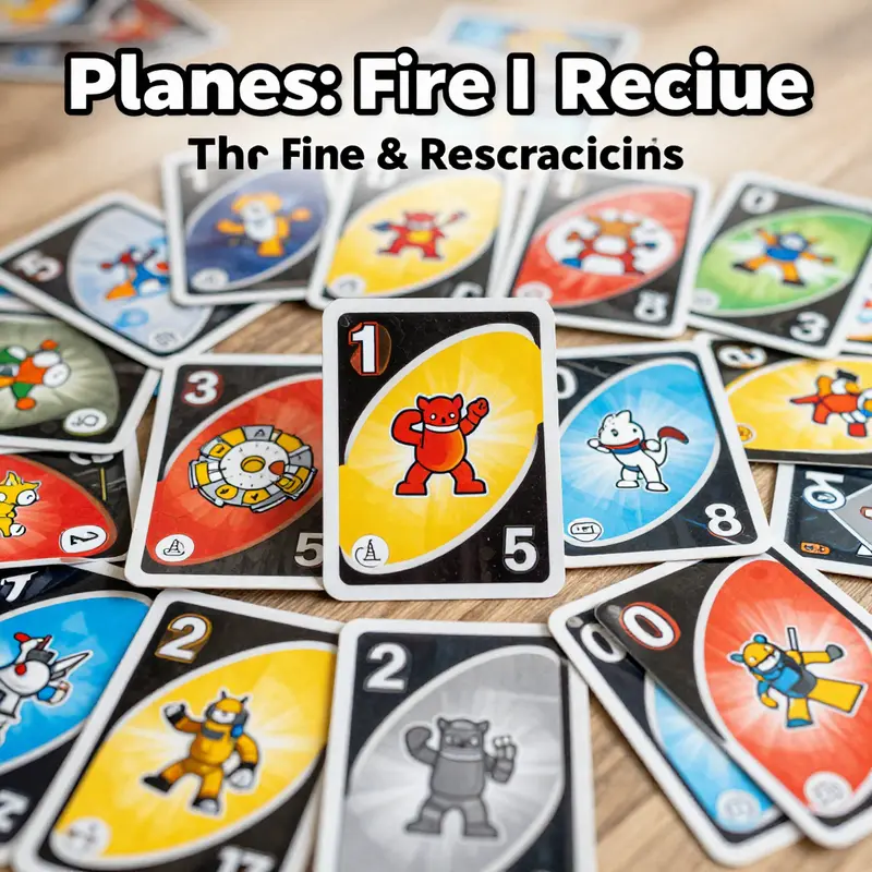 Players engaging in the setup process for Planes: Fire & Rescue Uno, preparing for an exciting game night.