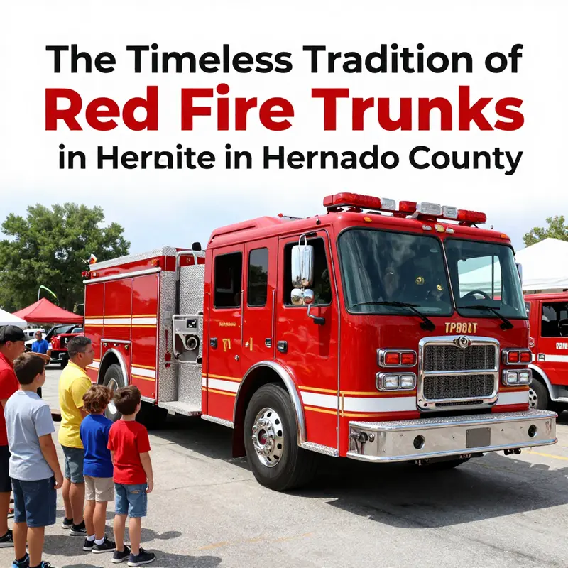 A vibrant red fire truck in Hernando County, exemplifying the traditional color used for fire rescue vehicles.