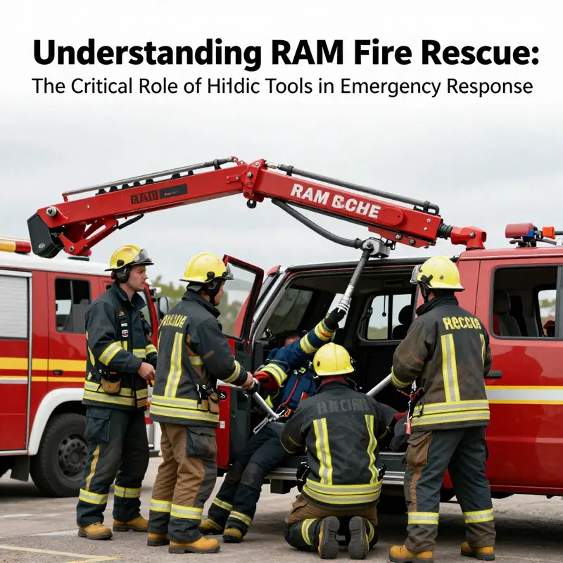 A firefighter demonstrating the effective use of hydraulic rams in vehicle extrication.