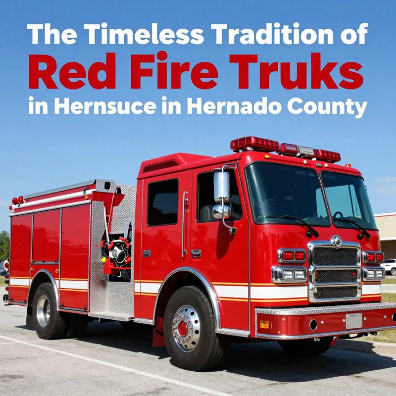 A vibrant red fire truck in Hernando County, exemplifying the traditional color used for fire rescue vehicles.