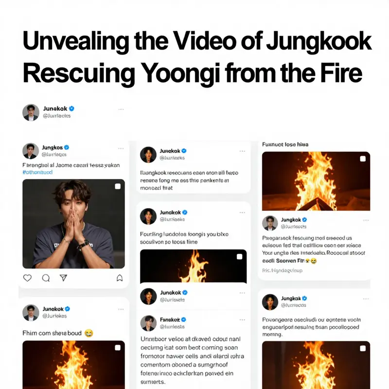 A digital illustration depicting the heroic rescue of Yoongi by Jungkook amidst flames, capturing a pivotal moment filled with intensity and emotion.