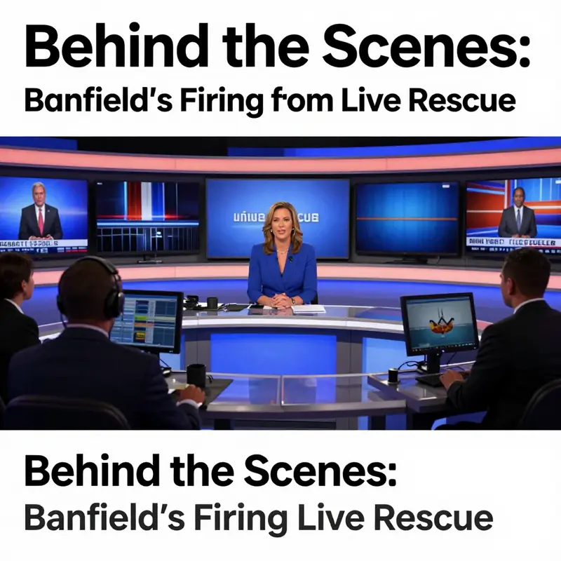 A television host in a newsroom with broadcast equipment, highlighting the demanding nature of journalism.
