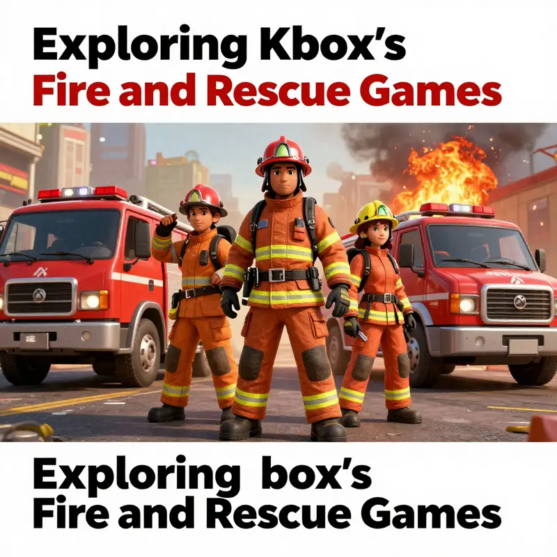 A collage of fire and rescue characters and vehicles from various Xbox games, highlighting fun and teamwork.