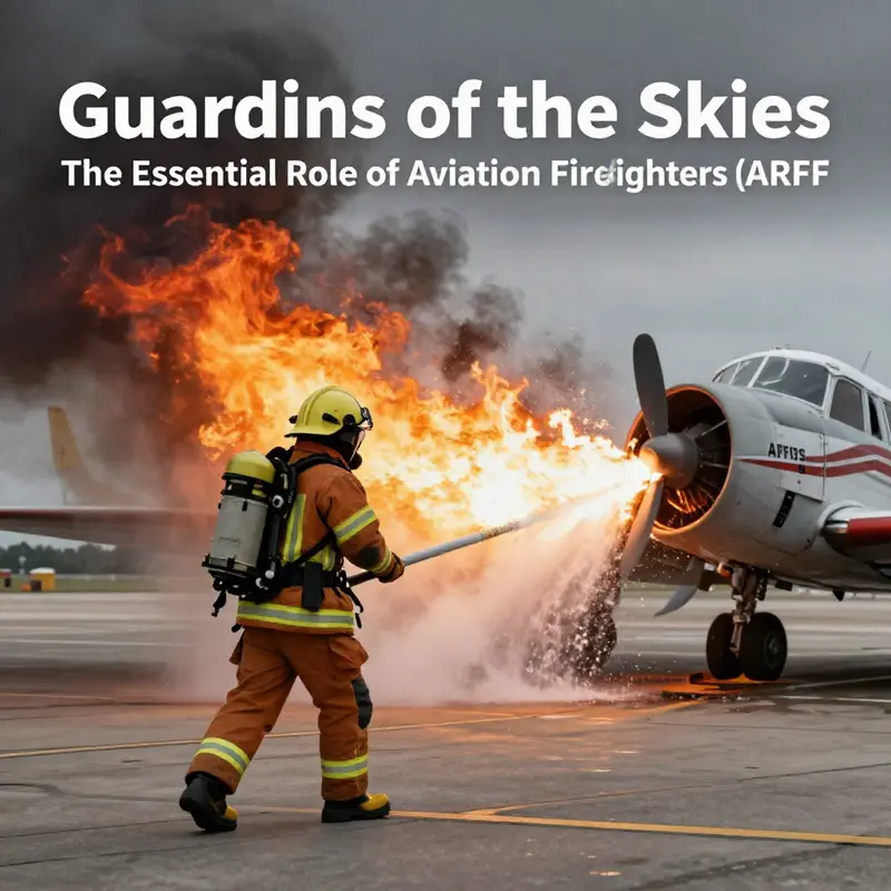 Aviation Rescue Firefighters combat an aircraft fire, showcasing their critical role in aviation emergencies.