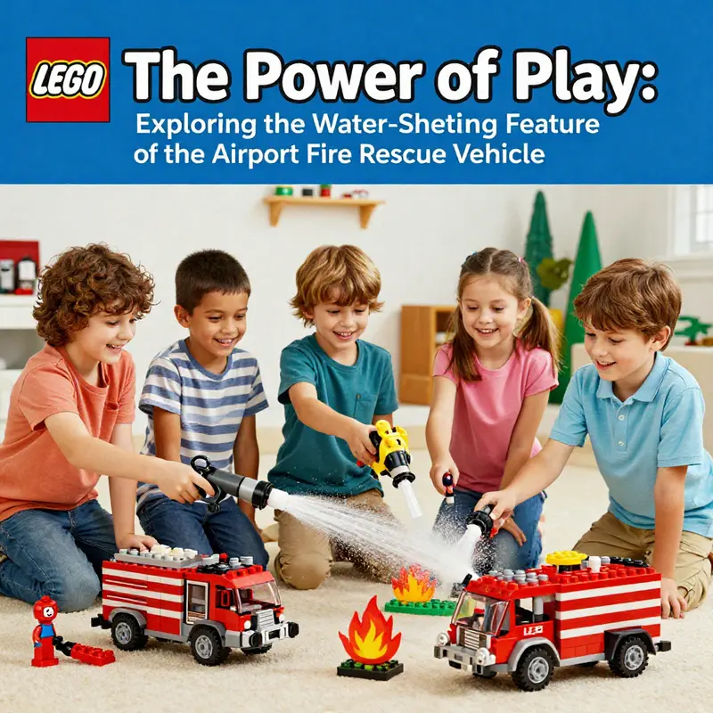 The LEGO Airport Fire Rescue Vehicle features a functional water cannon, elevating playtime to new heights.